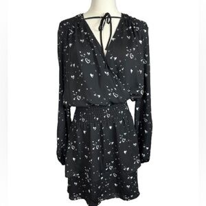 Parker Black Heart Pattern Long Sleeve Dress Size M